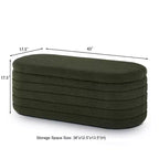 Banc ottoman de rangement ovale moderne Okak avec charnière de sécurité, banc rembourré pour entrée, banc de bout de lit pour salon, entrée