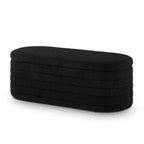 Banc ottoman de rangement ovale moderne Okak avec charnière de sécurité, banc rembourré pour entrée, banc de bout de lit pour salon, entrée