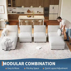 Canapé modulable surdimensionné, canapé d'angle 4/6 places, canapé en forme de U de 264 cm (104 po) / 345 cm (136 po) avec pouf mobile, canapé modulable convertible pour salon