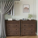 COZONY Commode 3/5 tiroirs, grand meuble de rangement en bois cannelé avec tiroirs à glissement doux, table de chevet moderne en bois