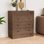 COZONY Commode 3/5 tiroirs, grand meuble de rangement en bois cannelé avec tiroirs à glissement doux, table de chevet moderne en bois