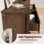 COZONY Commode 3/5 tiroirs, grand meuble de rangement en bois cannelé avec tiroirs à glissement doux, table de chevet moderne en bois