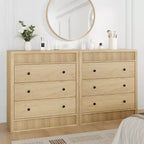 COZONY Commode 3/5 tiroirs, grand meuble de rangement en bois cannelé avec tiroirs à glissement doux, table de chevet moderne en bois