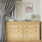 COZONY Commode 3/5 tiroirs, grand meuble de rangement en bois cannelé avec tiroirs à glissement doux, table de chevet moderne en bois