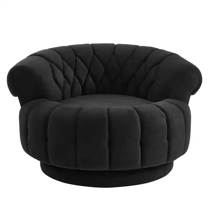 Fauteuil d'appoint pivotant moderne avec coussin épais, fauteuil club rond en chenille, fauteuil pivotant à 360° pour salon ou appartement - Panipeachy