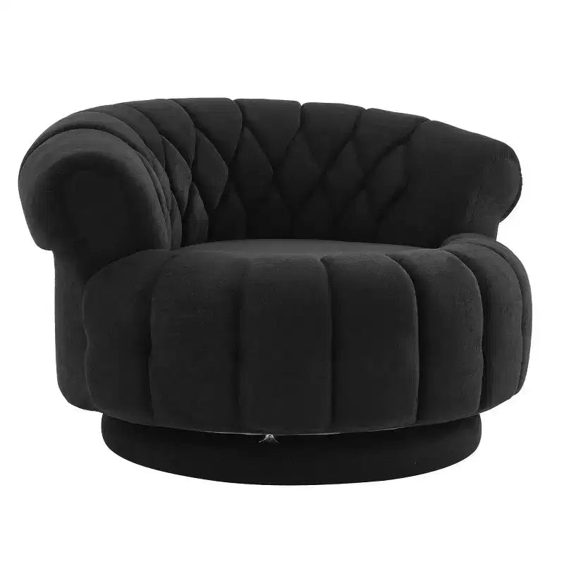 Fauteuil d'appoint pivotant moderne avec coussin épais, fauteuil club rond en chenille, fauteuil pivotant à 360° pour salon ou appartement - Panipeachy