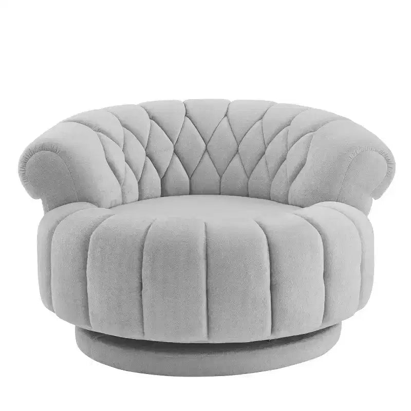 Fauteuil d'appoint pivotant moderne avec coussin épais, fauteuil club rond en chenille, fauteuil pivotant à 360° pour salon ou appartement - Panipeachy