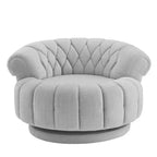Fauteuil d'appoint pivotant moderne avec coussin épais, fauteuil club rond en chenille, fauteuil pivotant à 360° pour salon ou appartement - Panipeachy