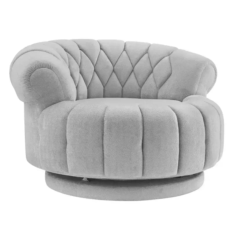 Fauteuil d'appoint pivotant moderne avec coussin épais, fauteuil club rond en chenille, fauteuil pivotant à 360° pour salon ou appartement - Panipeachy