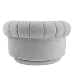 Fauteuil d'appoint pivotant moderne avec coussin épais, fauteuil club rond en chenille, fauteuil pivotant à 360° pour salon ou appartement - Panipeachy