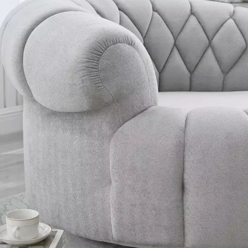 Fauteuil d'appoint pivotant moderne avec coussin épais, fauteuil club rond en chenille, fauteuil pivotant à 360° pour salon ou appartement - Panipeachy