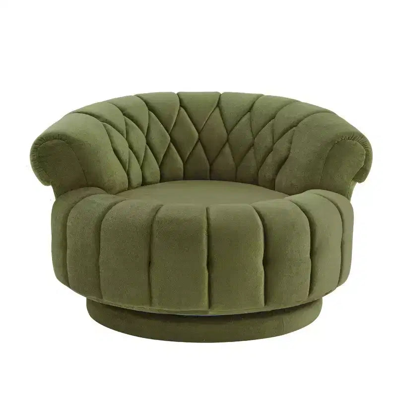Fauteuil d'appoint pivotant moderne avec coussin épais, fauteuil club rond en chenille, fauteuil pivotant à 360° pour salon ou appartement - Panipeachy
