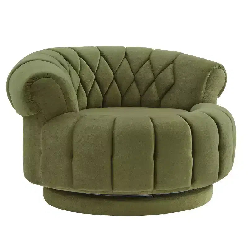 Fauteuil d'appoint pivotant moderne avec coussin épais, fauteuil club rond en chenille, fauteuil pivotant à 360° pour salon ou appartement - Panipeachy