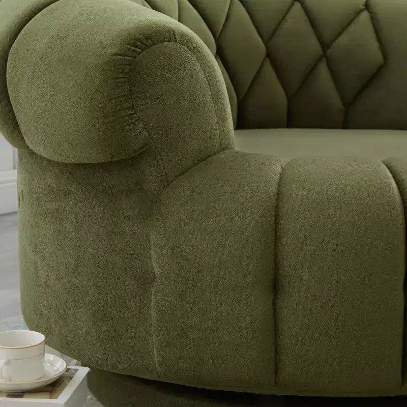 Fauteuil d'appoint pivotant moderne avec coussin épais, fauteuil club rond en chenille, fauteuil pivotant à 360° pour salon ou appartement - Panipeachy