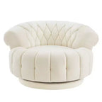 Fauteuil d'appoint pivotant moderne avec coussin épais, fauteuil club rond en chenille, fauteuil pivotant à 360° pour salon ou appartement - Panipeachy