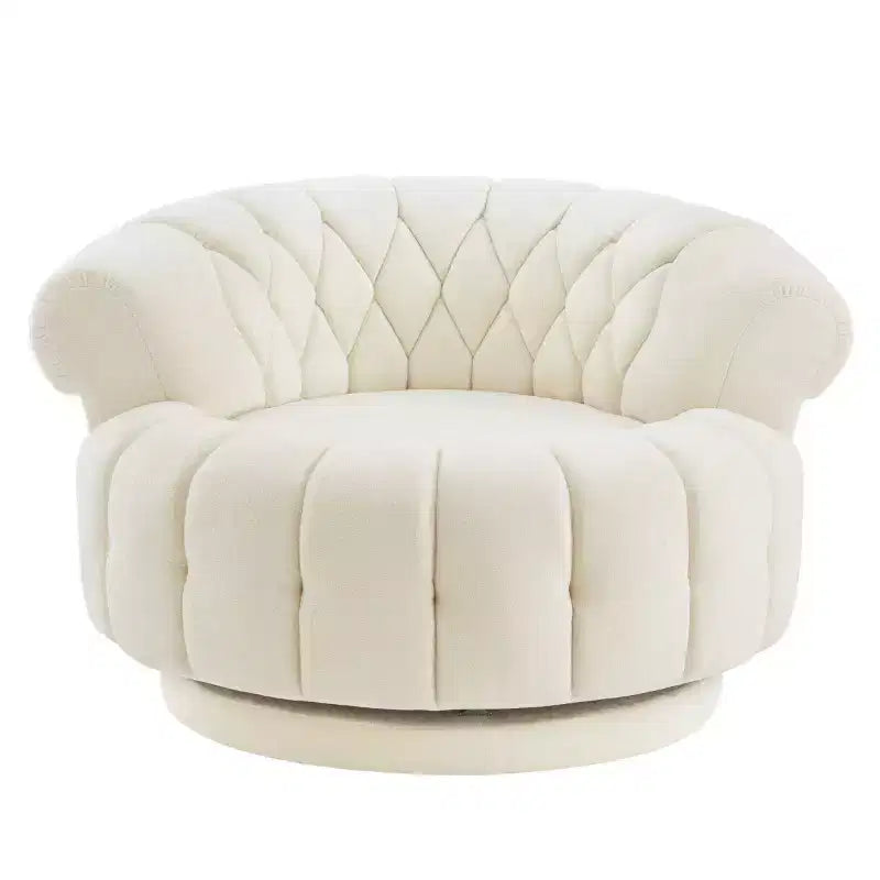 Fauteuil d'appoint pivotant moderne avec coussin épais, fauteuil club rond en chenille, fauteuil pivotant à 360° pour salon ou appartement - Panipeachy
