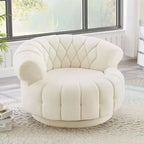 Modern Swivel Accent Chair with Thick Cushioning, Chenille Round Club Chair, 360 Rotating Barrel Chair for Living Room or Apartment-Panipeachy