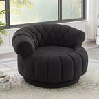 Fauteuil d'appoint pivotant moderne avec coussin épais, fauteuil club rond en chenille, fauteuil pivotant à 360° pour salon ou appartement - Panipeachy