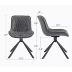Ensemble de 2 chaises de salle à manger pivotantes modernes TUYOHW, chaise d'appoint avec pieds en métal noir, chaise rembourrée en cuir et suède pour salle à manger, cuisine, marron