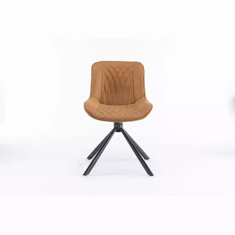 Ensemble de 2 chaises de salle à manger pivotantes modernes TUYOHW, chaise d'appoint avec pieds en métal noir, chaise rembourrée en cuir et suède pour salle à manger, cuisine, marron