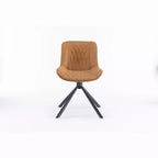 Ensemble de 2 chaises de salle à manger pivotantes modernes TUYOHW, chaise d'appoint avec pieds en métal noir, chaise rembourrée en cuir et suède pour salle à manger, cuisine, marron