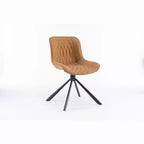 Ensemble de 2 chaises de salle à manger pivotantes modernes TUYOHW, chaise d'appoint avec pieds en métal noir, chaise rembourrée en cuir et suède pour salle à manger, cuisine, marron