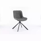 Ensemble de 2 chaises de salle à manger pivotantes modernes TUYOHW, chaise d'appoint avec pieds en métal noir, chaise rembourrée en cuir et suède pour salle à manger, cuisine, marron