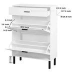 Meuble à chaussures TUYOHW avec 2 tiroirs basculants, Organisateur de rangement autonome pour entrée avec pieds en métal et tiroir supérieur, Blanc