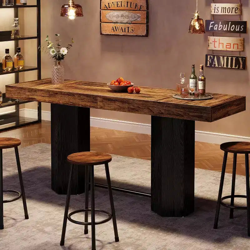 Lantine 70.9 Table de Bar Extra Longue, Table Haute Industrielle, Tables Hautes Rectangulaires pour Cuisine, Salle à Manger, Pub