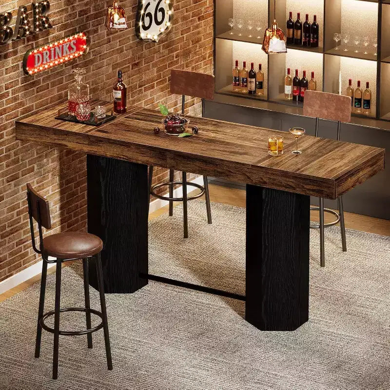 Lantine 70.9 Table de Bar Extra Longue, Table Haute Industrielle, Tables Hautes Rectangulaires pour Cuisine, Salle à Manger, Pub