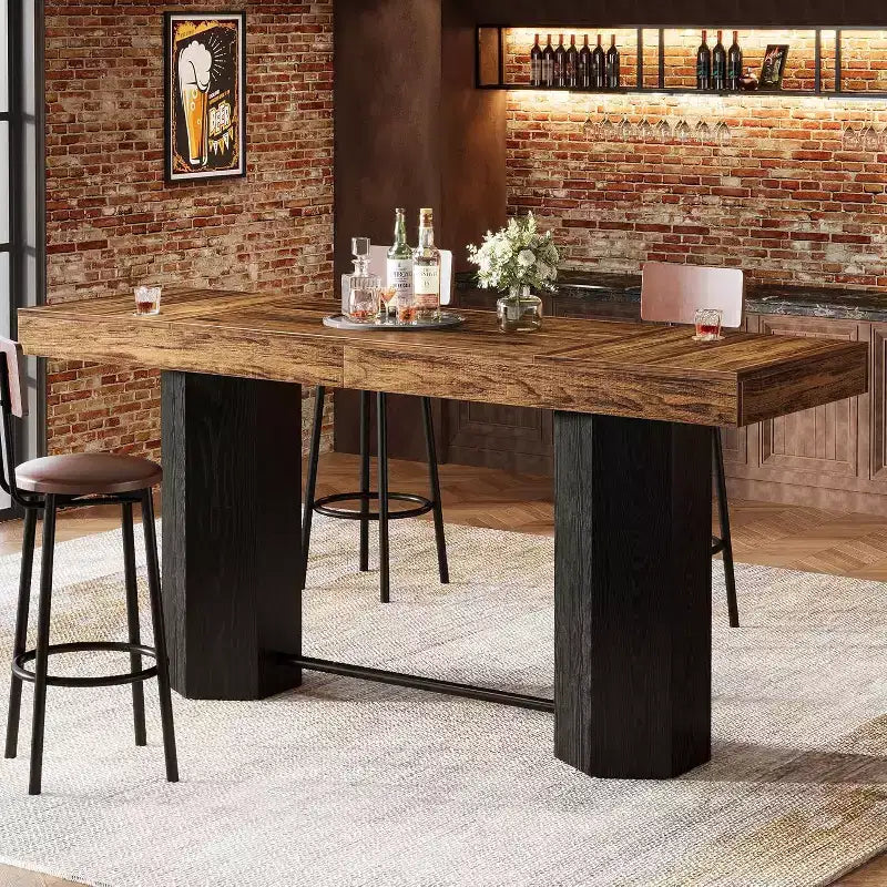 Lantine 70.9 Table de Bar Extra Longue, Table Haute Industrielle, Tables Hautes Rectangulaires pour Cuisine, Salle à Manger, Pub