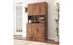 TUYOHW Armoire de rangement 6 portes, Armoire et meuble de cuisine haute de 180 cm avec tiroir et étagère ouverte, Meuble de rangement de cuisine et armoire de chambre en MDF