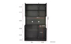TUYOHW Armoire de rangement 6 portes, Armoire et meuble de cuisine haute de 180 cm avec tiroir et étagère ouverte, Meuble de rangement de cuisine et armoire de chambre en MDF