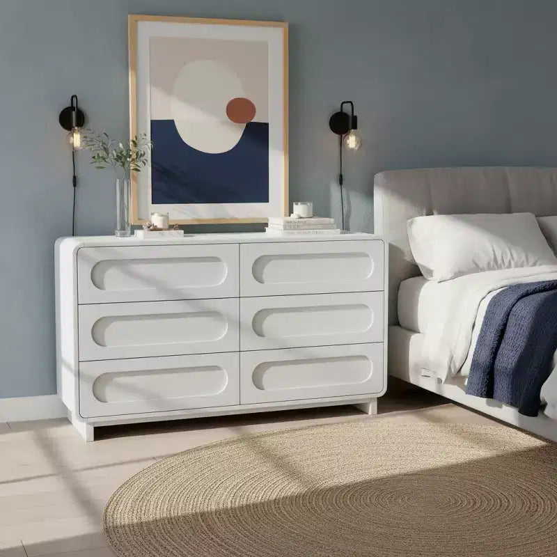 Teamson Home Tenley Commode moderne en bois à 6 tiroirs, armoire de rangement avec tiroirs à ouverture par pression
