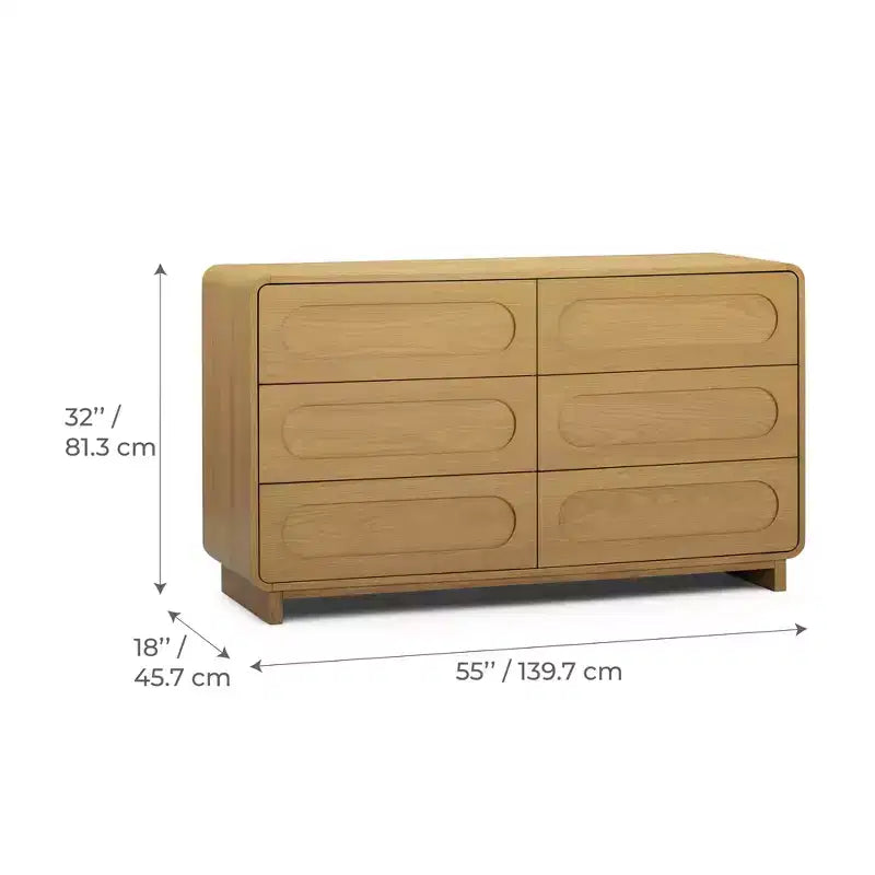 Teamson Home Tenley Commode moderne en bois à 6 tiroirs, armoire de rangement avec tiroirs à ouverture par pression