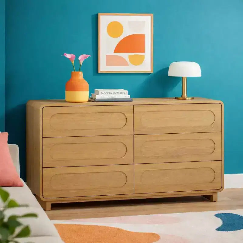 Teamson Home Tenley Commode moderne en bois à 6 tiroirs, armoire de rangement avec tiroirs à ouverture par pression