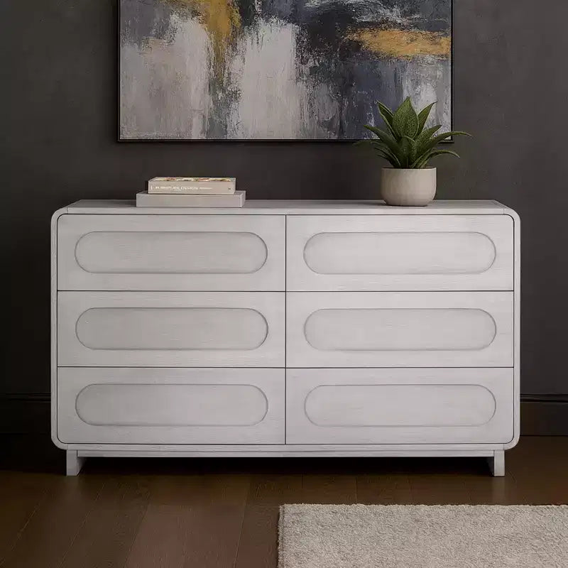 Teamson Home Tenley Commode moderne en bois à 6 tiroirs, armoire de rangement avec tiroirs à ouverture par pression