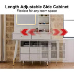 GDFStudio Ramon Coiffeuse 4 tiroirs avec tabouret, miroir dimmable, prise électrique et armoire latérale réglable