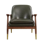 Fauteuil d'appoint mi-siècle en similicuir avec pieds à embouts en laiton, chaise d'appoint luxueuse pour salon, chambre ou appartement-Panipeachy