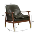 Fauteuil d'appoint mi-siècle en similicuir avec pieds à embouts en laiton, chaise d'appoint luxueuse pour salon, chambre ou appartement-Panipeachy