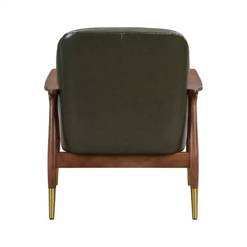 Fauteuil d'appoint mi-siècle en similicuir avec pieds à embouts en laiton, chaise d'appoint luxueuse pour salon, chambre ou appartement-Panipeachy