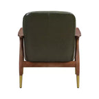 Fauteuil d'appoint mi-siècle en similicuir avec pieds à embouts en laiton, chaise d'appoint luxueuse pour salon, chambre ou appartement-Panipeachy
