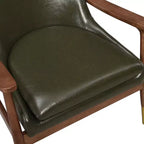 Fauteuil d'appoint mi-siècle en similicuir avec pieds à embouts en laiton, chaise d'appoint luxueuse pour salon, chambre ou appartement-Panipeachy