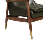 Fauteuil d'appoint mi-siècle en similicuir avec pieds à embouts en laiton, chaise d'appoint luxueuse pour salon, chambre ou appartement-Panipeachy