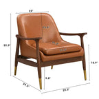 Fauteuil d'appoint mi-siècle en similicuir avec pieds à embouts en laiton, chaise d'appoint luxueuse pour salon, chambre ou appartement-Panipeachy