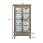 Buffet Haut de Cuisine Ferme Vintage 55, Grand Meuble de Rangement en Bois Composite avec Motif Floral et Tiroir - Panipeachy