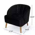 Fauteuil club en velours TUYOHW, fauteuil avec dossier incurvé, surpiqûres passepoilées, pieds évasés en bois d'hévéa, fauteuil d'appoint pour salon, chambre à coucher
