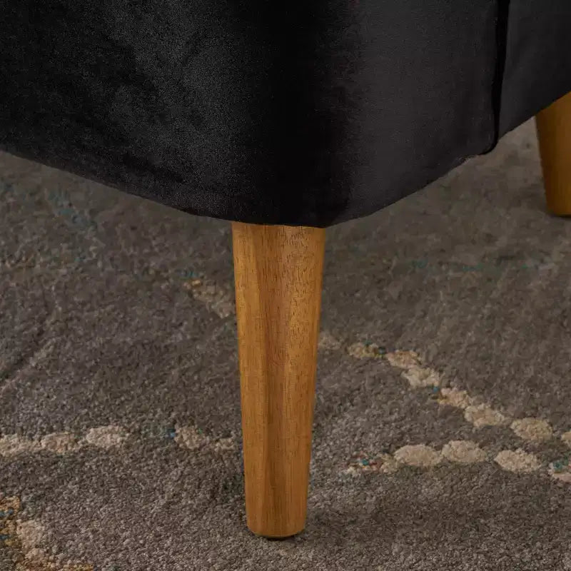 Fauteuil club en velours TUYOHW, fauteuil avec dossier incurvé, surpiqûres passepoilées, pieds évasés en bois d'hévéa, fauteuil d'appoint pour salon, chambre à coucher