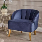 Fauteuil club en velours TUYOHW, fauteuil avec dossier incurvé, surpiqûres passepoilées, pieds évasés en bois d'hévéa, fauteuil d'appoint pour salon, chambre à coucher