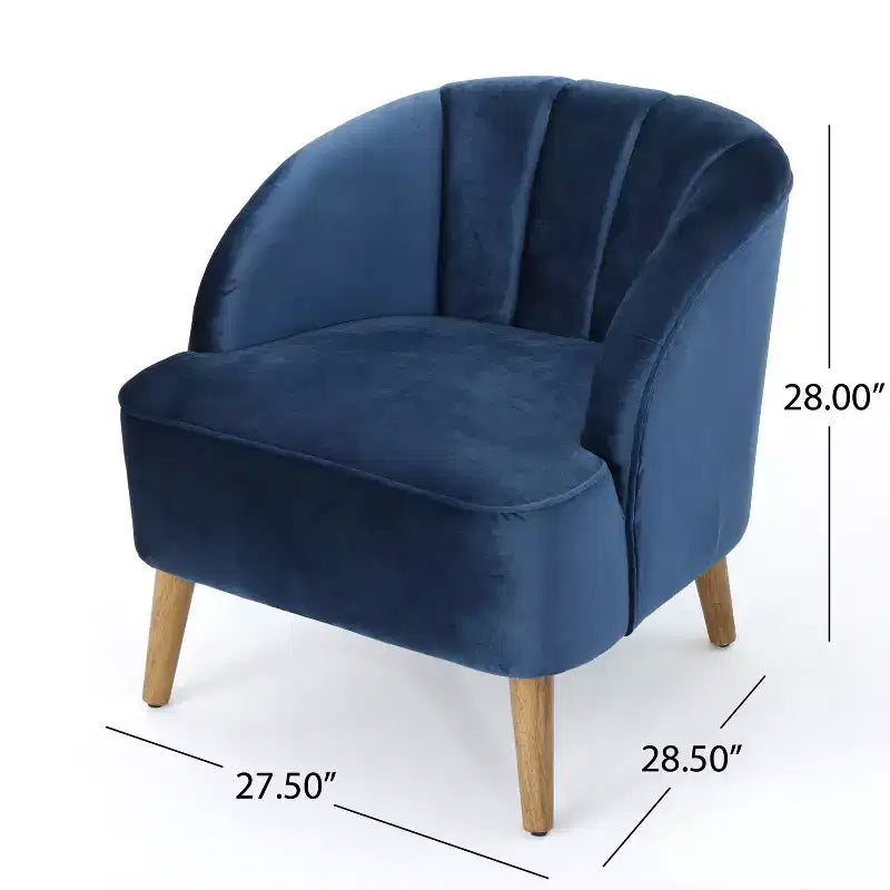 Fauteuil club en velours TUYOHW, fauteuil avec dossier incurvé, surpiqûres passepoilées, pieds évasés en bois d'hévéa, fauteuil d'appoint pour salon, chambre à coucher
